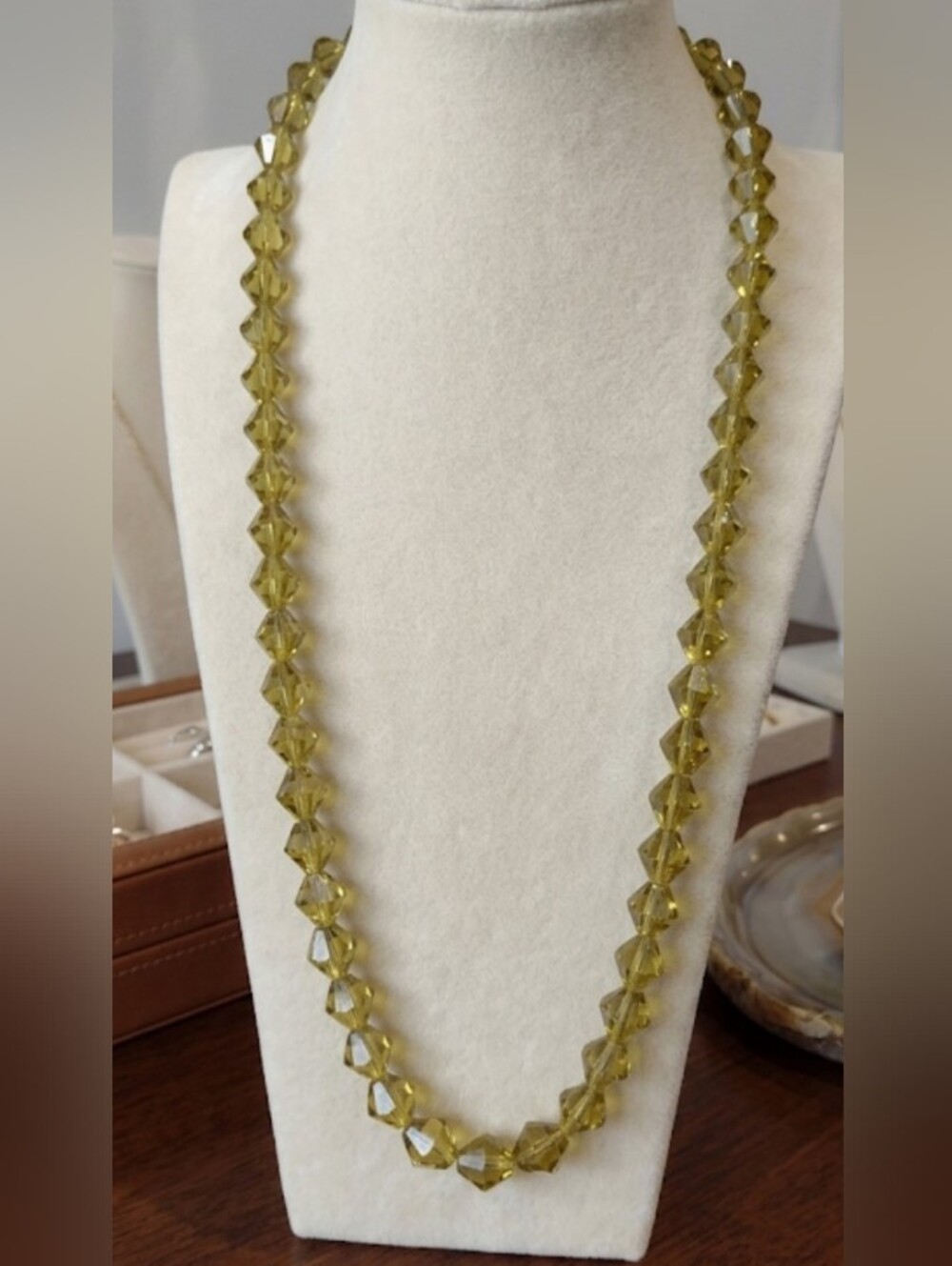 Mid Century Cut Glass Yellow Faceted Necklace - Vintage 50's Thru 70's Bohemian
